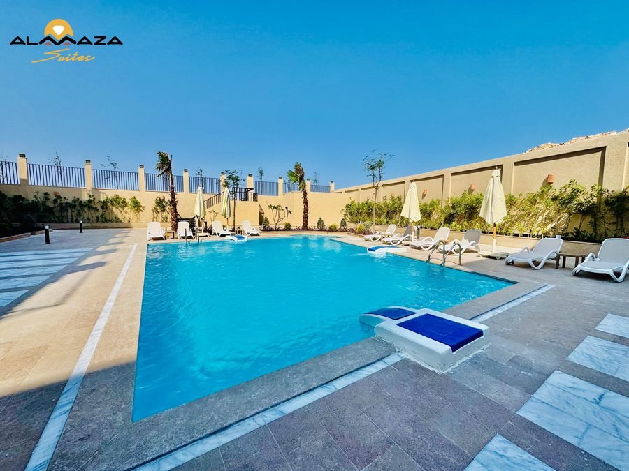 The pool terrace at Almaza Suites, Hurghada