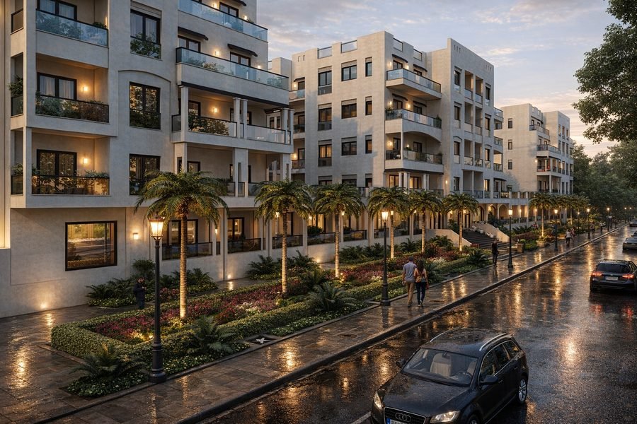 AQUA ORGWAN Resort — visualisation of the landscaped street